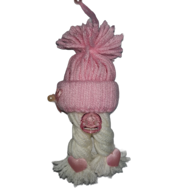 Πλεκτός ροζ νάνος gnome μωράκι των Χριστουγέννων - χριστουγεννιάτικα δώρα, στολίδια, φυλαχτά