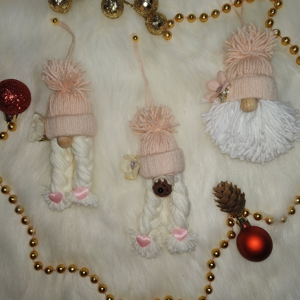 Gnome-οικογενεια των Χριστουγέννων (σετ 3 τεμαχίων) - σκυλάκι, χριστουγεννιάτικα δώρα, στολίδια - 3