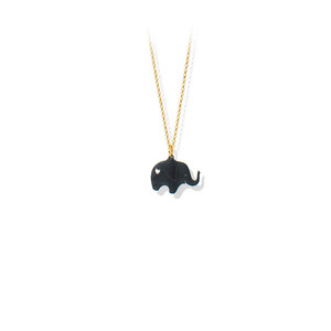 Ασημένιο Γουράκι Lucky Elephant Black Κοντό - charms, ασήμι 925, κοντά, επιπλατινωμένα