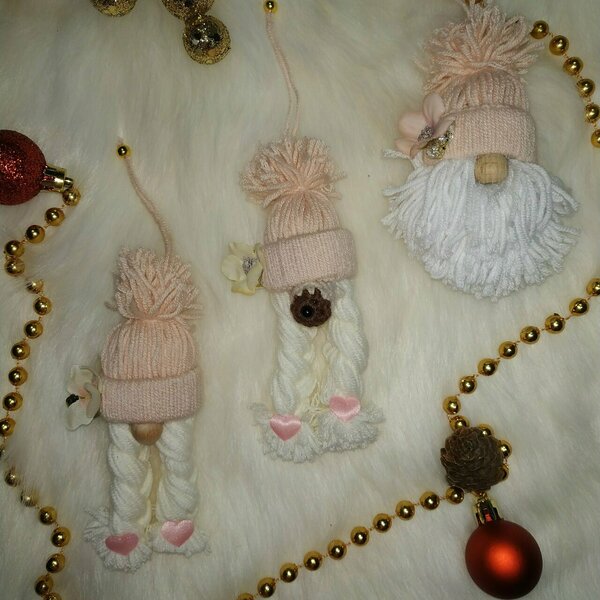 Gnome-οικογενεια των Χριστουγέννων (σετ 3 τεμαχίων) - σκυλάκι, χριστουγεννιάτικα δώρα, στολίδια - 4