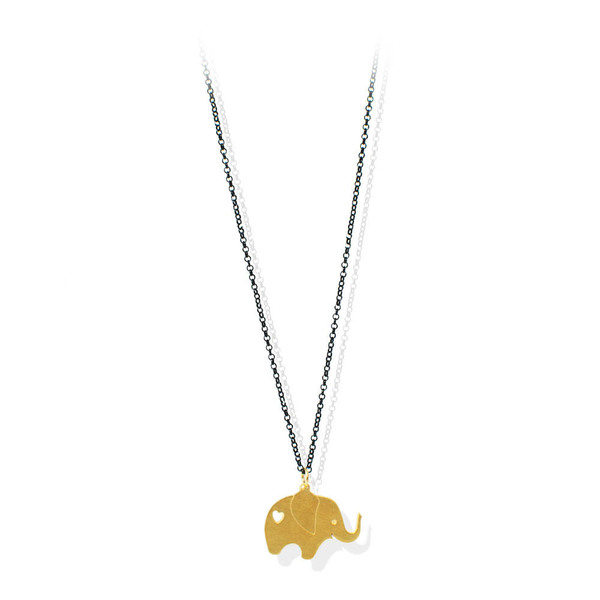 Ασημένιο Γουράκι Lucky Elephant Gold Μακρύ - charms, επιχρυσωμένα, ασήμι 925, μακριά