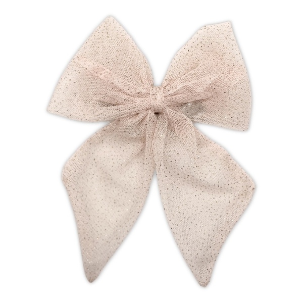 Pink glitter tulle bow - ύφασμα, φιόγκος, για τα μαλλιά, hair clips