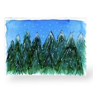 Ευχετήρια κάρτα Καρτ-ποστάλ ~ Χιονισμένο Δάσος - χαρτί, χιονονιφάδα, ευχετήριες κάρτες, δέντρο