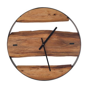 Ρολόι τοίχου "Ulme 7" κατασκευασμένο από μέταλλο και ξύλο - ξύλο, τοίχου, χειροποίητα, διακοσμητικά, ξύλινα διακοσμητικά τοίχου
