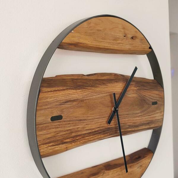 Ρολόι τοίχου "Ulme 7" κατασκευασμένο από μέταλλο και ξύλο διάμετρος 38 cm. - ξύλο, τοίχου, χειροποίητα, διακοσμητικά, ξύλινα διακοσμητικά τοίχου - 2