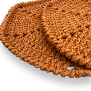 Χειροποίητα πλεκτά σουπλά crochet - σετ 2 τμχ - καφέ - ύφασμα, crochet, βελονάκι, είδη σερβιρίσματος - 3
