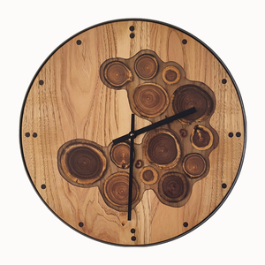 Ρολόι τοίχου"Nature"κατασκευασμένο από μέταλλο , ξύλο και υγρό γυαλί - ξύλο, τοίχου, χειροποίητα