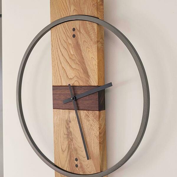 Ρολόι τοίχου "Biscuit" κατασκευασμένο από μέταλλο , ξύλο και υγρό γυαλί - ξύλο, τοίχου, διακοσμητικά, ξύλινα διακοσμητικά τοίχου, πρακτικό δωρο - 4