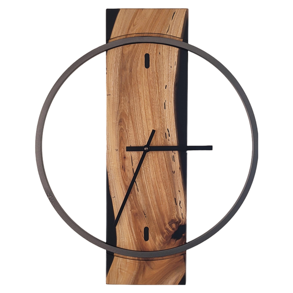 Ρολόι τοίχου "Ulme Spline" κατασκευασμένο από μέταλλο , ξύλο και υγρό γυαλί - ξύλο, γυαλί, τοίχου, χειροποίητα