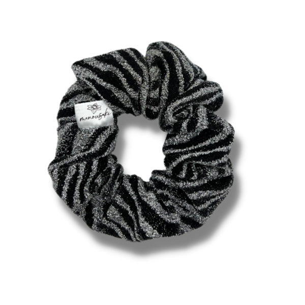 Glam zebra scrunchie - ύφασμα, για τα μαλλιά, λαστιχάκια μαλλιών