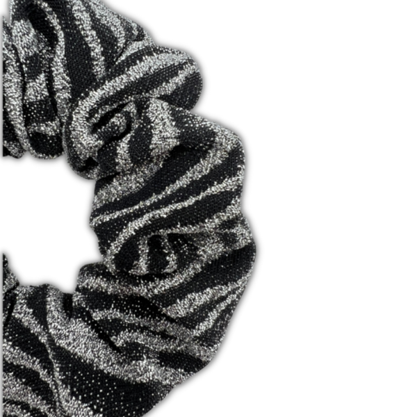 Glam zebra scrunchie - ύφασμα, για τα μαλλιά, λαστιχάκια μαλλιών - 2