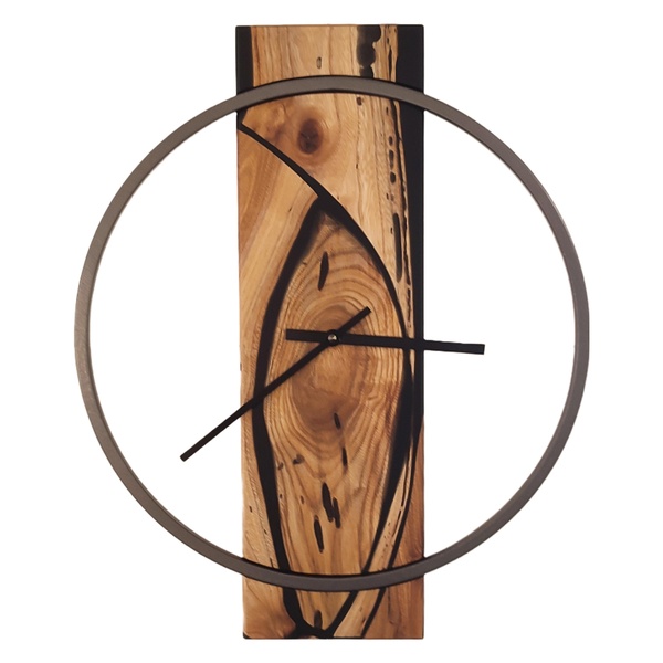 Ρολόι τοίχου "Polyphemus" κατασκευασμένο από μέταλλο και ξύλο - ξύλο, τοίχου, χειροποίητα