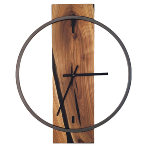 Ρολόι τοίχου "Ulme Spline" κατασκευασμένο από μέταλλο και ξύλο - ξύλο, τοίχου, χειροποίητα, διακοσμητικά