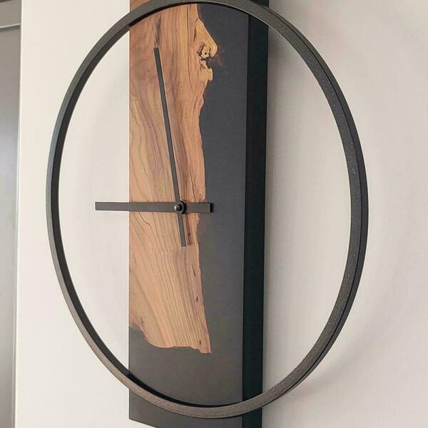 Ρολόι τοίχου "Portugal" κατασκευασμένο από μέταλλο και ξύλο - ξύλο, τοίχου, χειροποίητα, ξύλινα διακοσμητικά - 2