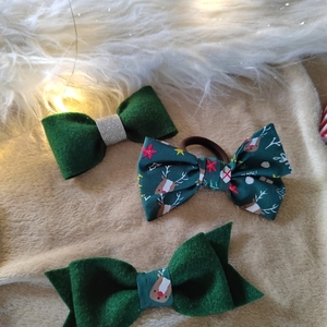 Χριστουγεννιάτικος φιογκος λαστιχάκι μαλλιών Ρούντολφ πράσινο 1τμχ 11,5εκ - φιόγκος, χριστουγεννιάτικα δώρα, αξεσουάρ μαλλιών - 3