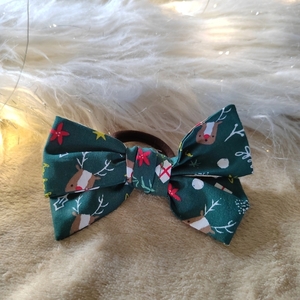 Χριστουγεννιάτικος φιογκος λαστιχάκι μαλλιών Ρούντολφ πράσινο 1τμχ 11,5εκ - φιόγκος, χριστουγεννιάτικα δώρα, αξεσουάρ μαλλιών - 2