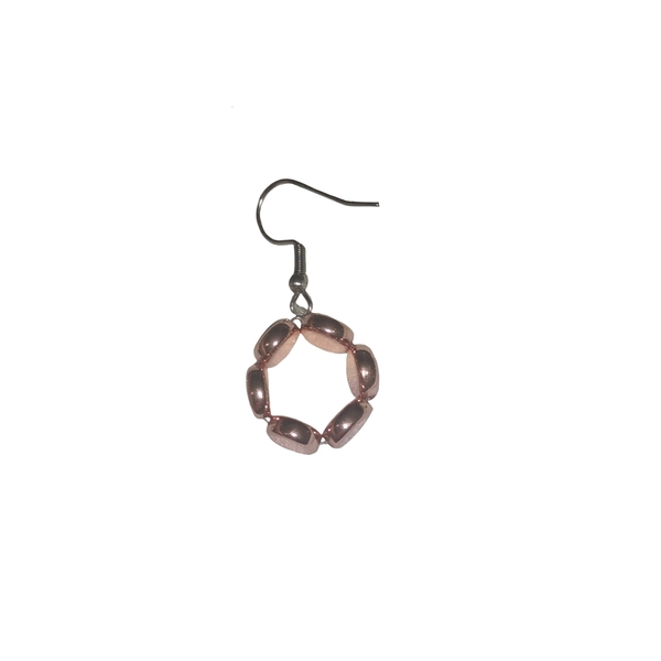 Ροζ gold σκουλαρίκια - ατσάλι, κρεμαστά, γάντζος - 2