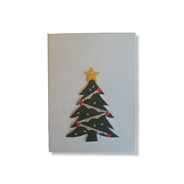 πράσινη κάρτα με χριστουγεννιάτικο δέντρο - ύφασμα, χαρτί, ευχετήριες κάρτες, δέντρο - 2