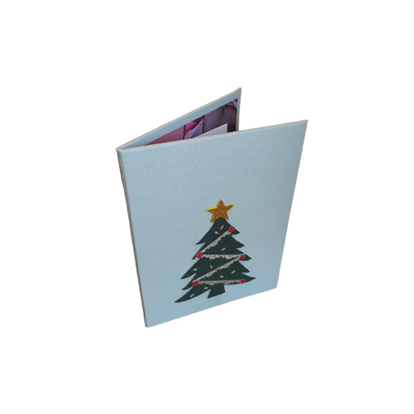 πράσινη κάρτα με χριστουγεννιάτικο δέντρο - ύφασμα, χαρτί, ευχετήριες κάρτες, δέντρο