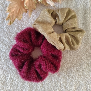 Χειροποιητο scrunchie λαστιχάκι μαλλιών κοκαλάκι πλεκτό μπορντό με διακριτική λάμψη 1τμχ medium size - ύφασμα, λαστιχάκια μαλλιών, μεγάλα scrunchies - 4