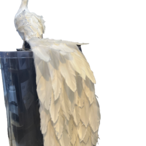 Χριστουγεννιάτικο πουλι με φτερά λευκό 65 εκ - ύφασμα, στολίδια