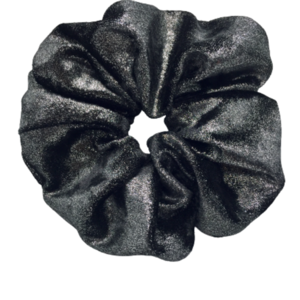 Υφασμάτινο λαστιχάκι scrunchie γραφίτης με ασημόσκονη μεγάλου μεγέθους (lARGE) - ύφασμα, κορίτσι, γκλίτερ, για τα μαλλιά, λαστιχάκια μαλλιών