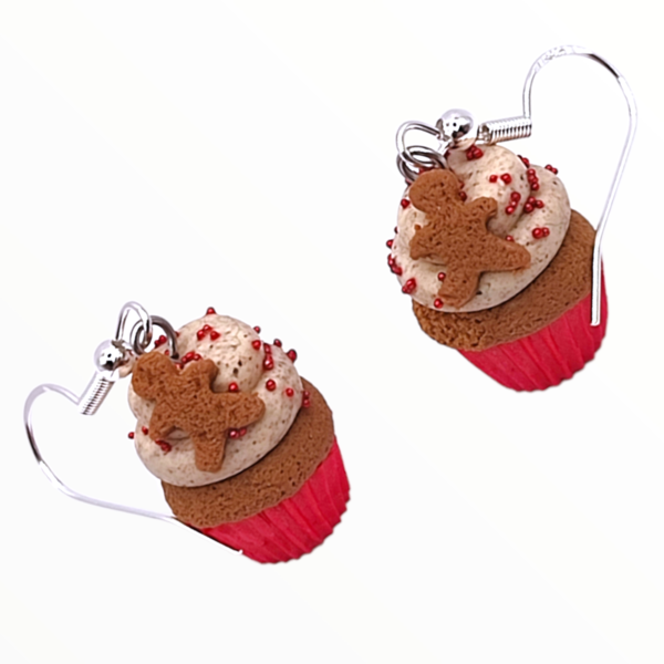 Χειροποίητα Σκουλαρίκια Χριστουγεννιάτικα cupcake 1 ,κοσμήματα πολυμερικού πηλού Mimitopia - πηλός, μικρά, χριστουγεννιάτικα δώρα, φθηνά - 2