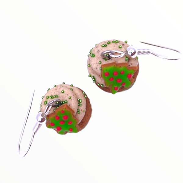 Χειροποίητα Σκουλαρίκια Χριστουγεννιάτικα cupcake 6 ,κοσμήματα πολυμερικού πηλού Mimitopia - πηλός, μικρά, χριστουγεννιάτικα δώρα, φθηνά - 2