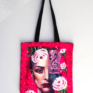 Tote bag - Music heals - ύφασμα, all day, χειρός, tote, πάνινες τσάντες