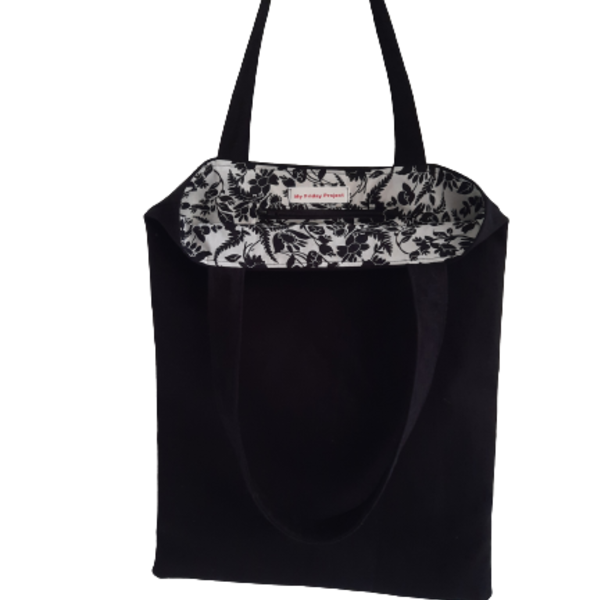 Υφασμάτινη tote τσάντα μαύρη - ύφασμα, ώμου, μεγάλες, all day, tote - 5