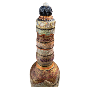 Μπουκάλι γυάλινο ζωγραφισμένο 33cm μπρονζέ - γυαλί, ζωγραφισμένα στο χέρι, πρωτότυπα δώρα, διακοσμητικά μπουκάλια - 3