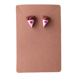 Παιδικό σετ σκουλαρίκια και αυξομειούμενο δαχτυλίδι παστάκια ροζ με πολυμερικό πηλό / μικρά / μεταλλικά καρφάκια / Twice Treasured - πηλός, cute, καρφωτά, γλυκά, παιδικά σκουλαρίκια - 3