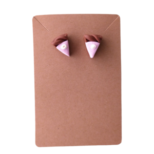 Παιδικό σετ σκουλαρίκια και αυξομειούμενο δαχτυλίδι παστάκια ροζ με πολυμερικό πηλό / μικρά / μεταλλικά καρφάκια / Twice Treasured - πηλός, cute, καρφωτά, γλυκά, παιδικά σκουλαρίκια - 4