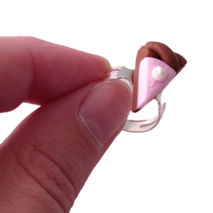 Παιδικό σετ σκουλαρίκια και αυξομειούμενο δαχτυλίδι παστάκια ροζ με πολυμερικό πηλό / μικρά / μεταλλικά καρφάκια / Twice Treasured - πηλός, cute, καρφωτά, γλυκά, παιδικά σκουλαρίκια - 5