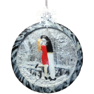 Χειροποιητο ξυλινο διακοσμητικο,γουρι2024 ,- Ζευγαρι σε χιονισμενο τοπιο-. - ξύλο, vintage, χιονονιφάδα, χριστουγεννιάτικα δώρα, γούρια