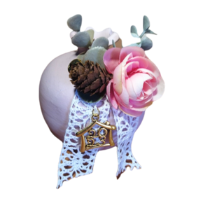 Γουρι κεραμικό ρόδι victorian pink - πηλός, κεραμικό, ρόδι, χριστουγεννιάτικα δώρα, γούρια