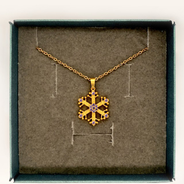 Γούρι Κολιέ Zircon Snowflake Λιλά - ορείχαλκος, κοντά, ατσάλι, γούρια - 3