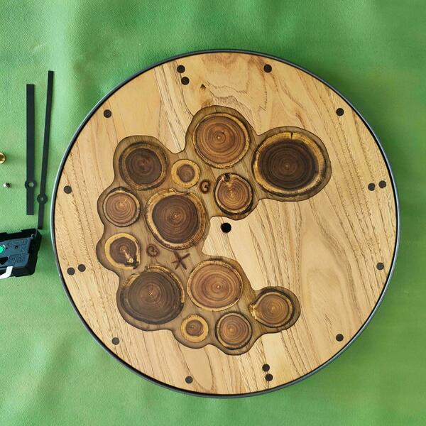 Ρολόι τοίχου"Nature"κατασκευασμένο από μέταλλο , ξύλο και υγρό γυαλί - ξύλο, τοίχου, χειροποίητα - 5