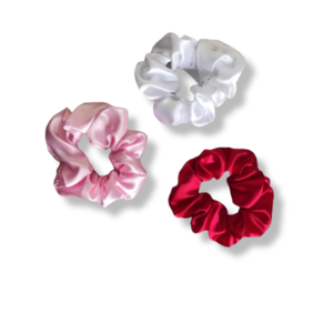 Feeling cute Satin scrunchies 3pcs - ύφασμα, λαστιχάκια μαλλιών