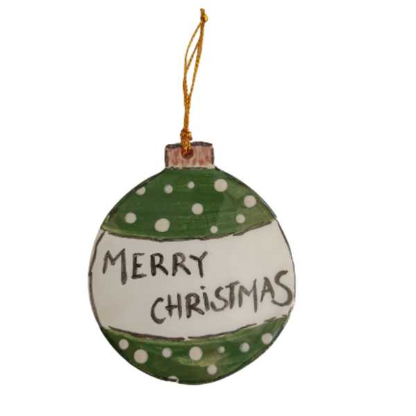 Κεραμικό στολίδι μπαλα - πηλός, merry christmas, στολίδια, μπάλες