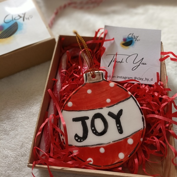 Κεραμικό στολίδι μπαλιτσα - πηλός, χριστουγεννιάτικα δώρα, στολίδια - 2