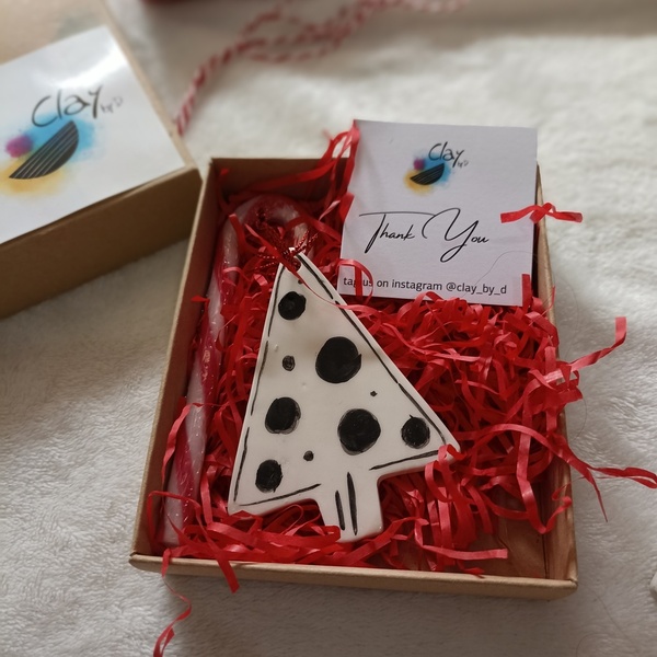 Κεραμικό στολίδι δεντρο πουα - πηλός, χριστουγεννιάτικα δώρα, στολίδια, δέντρο - 2