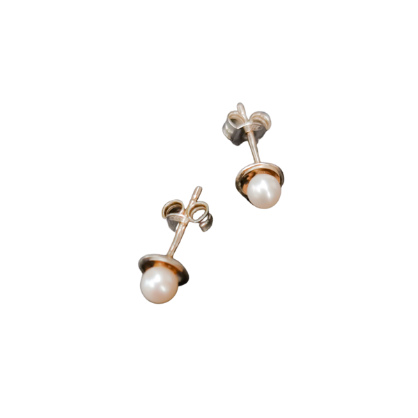 Minimal σκουλαρίκια με ασήμι και μαργαριτάρι - ασήμι, ημιπολύτιμες πέτρες, καρφωτά, μικρά