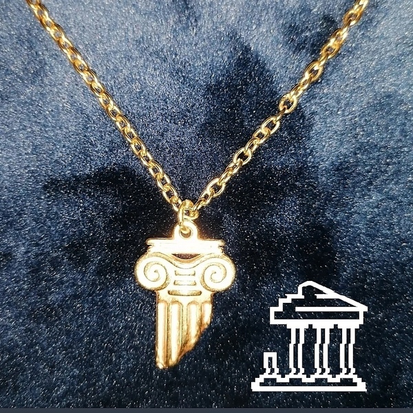 Χρυσό κολιέ Κίονας! - επιχρυσωμένα, ατσάλι, μενταγιόν - 3