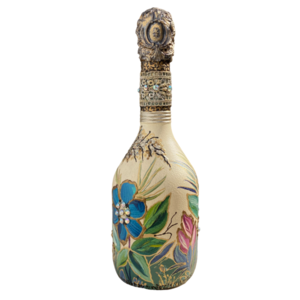 Μπουκάλι γυάλινο ζωγραφισμένο 25cm - γυαλί, ζωγραφισμένα στο χέρι, πρωτότυπα δώρα, διακοσμητικά μπουκάλια - 2