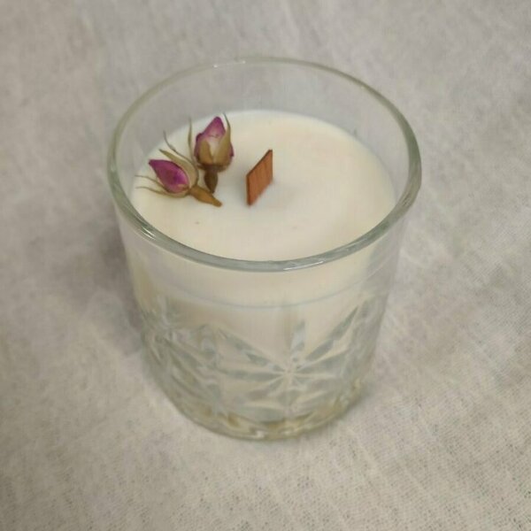 Αρωματικό κερί 220γρ. σε vintage βαζάκι με αποξηραμένα άνθη - αρωματικά κεριά - 2