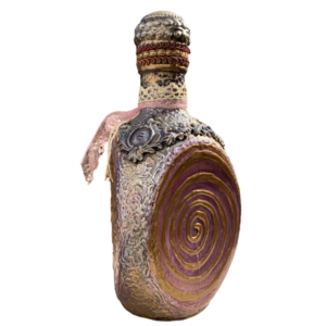 Μπουκάλι γυάλινο ζωγραφισμένο 23cm ασημί-μπορντώ - γυαλί, ζωγραφισμένα στο χέρι, πρωτότυπα δώρα, διακοσμητικά μπουκάλια - 2