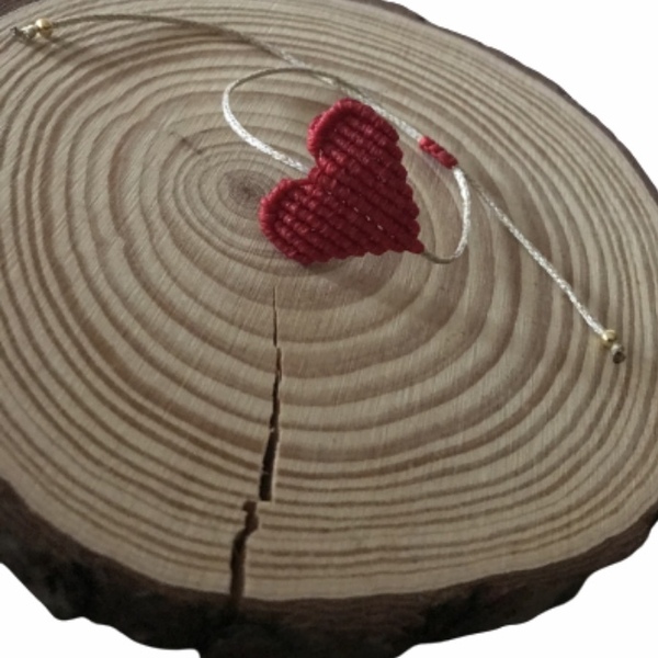 Μακραμέ βραχιόλι,με σχέδιο καρδιά - καρδιά, μακραμέ, κορδόνια, χεριού, αυξομειούμενα - 4