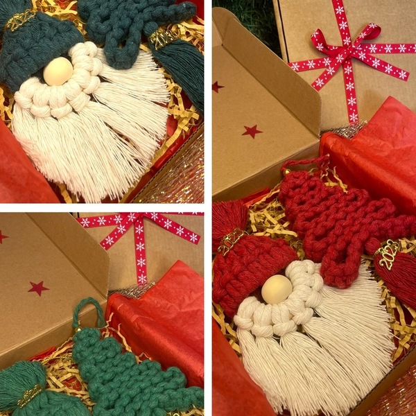 Christmas Gift Box (2τεμ) - νήμα, άγιος βασίλης, σετ δώρου, δέντρο - 3