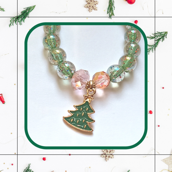 Χριστουγεννιάτικο Βραχιόλι με Δέντρο - μέταλλο, χάντρες, κοσμήματα, χριστουγεννιάτικα δώρα, δέντρο - 3